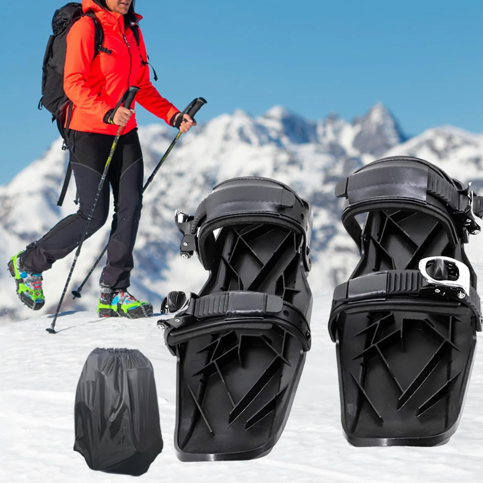 Pattini invernali: scarpe regolabili, attrezzature da sci antiscivolo, multifunzionali leggeri | accessorio portatile per racchette da trasporto per donne e bambini