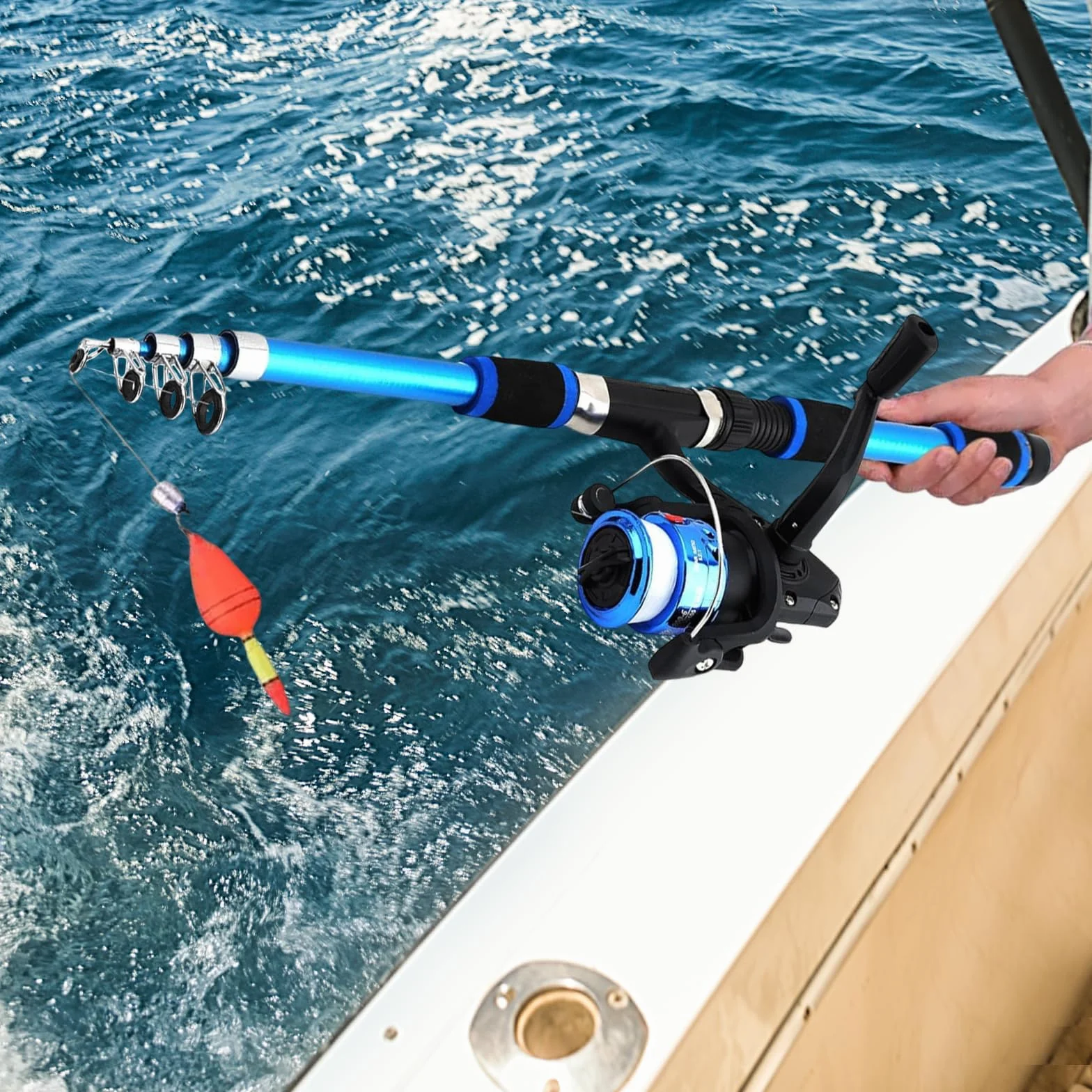 Set da pesca per bambini, 1,8 m, set di canne da pesca per bambini, con mulinello e set di esche, canna da pesca telescopica in fibra di carbonio e mulinello, accessori da pesca per bambini dai 3 ai