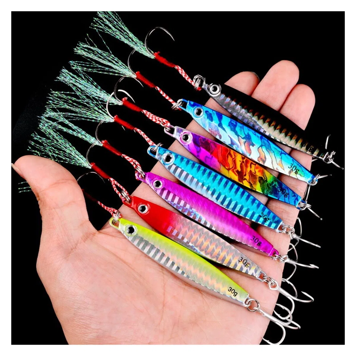 INEOUT 12 Pezzi di Esche da Pesca in Metallo jig 7g 12g 17g 22g 30g 40g Cucchiaio Mare Bait Sink Parker Bass