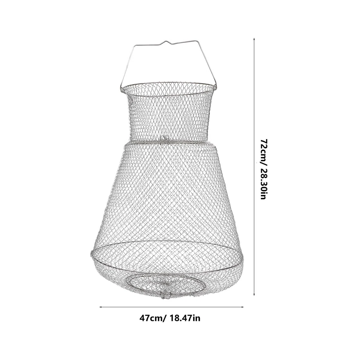Contenitore per Pesci da Pesca in Acciaio Inox 1 Pz Argento | Pieghevole, per Acqua Salata e Fiume, Portata Robusta, Superficie che Non Graffia, Non Facile da Agganciare