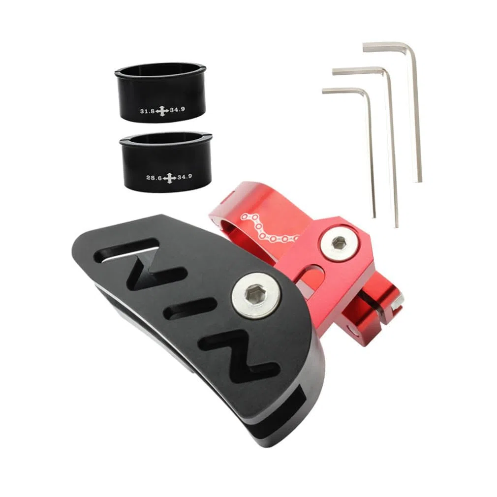 TOYANDONA Guida Catena Bici Stabilizzatore Rosso Lega di Alluminio | Pom, Previene la Caduta della Catena, per Deragliatore Anteriore e Disco Singolo