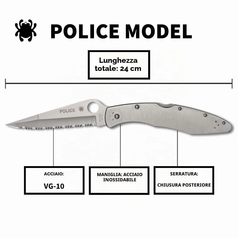 Police - Mango: Acero inox._Filo: SpyderEdge