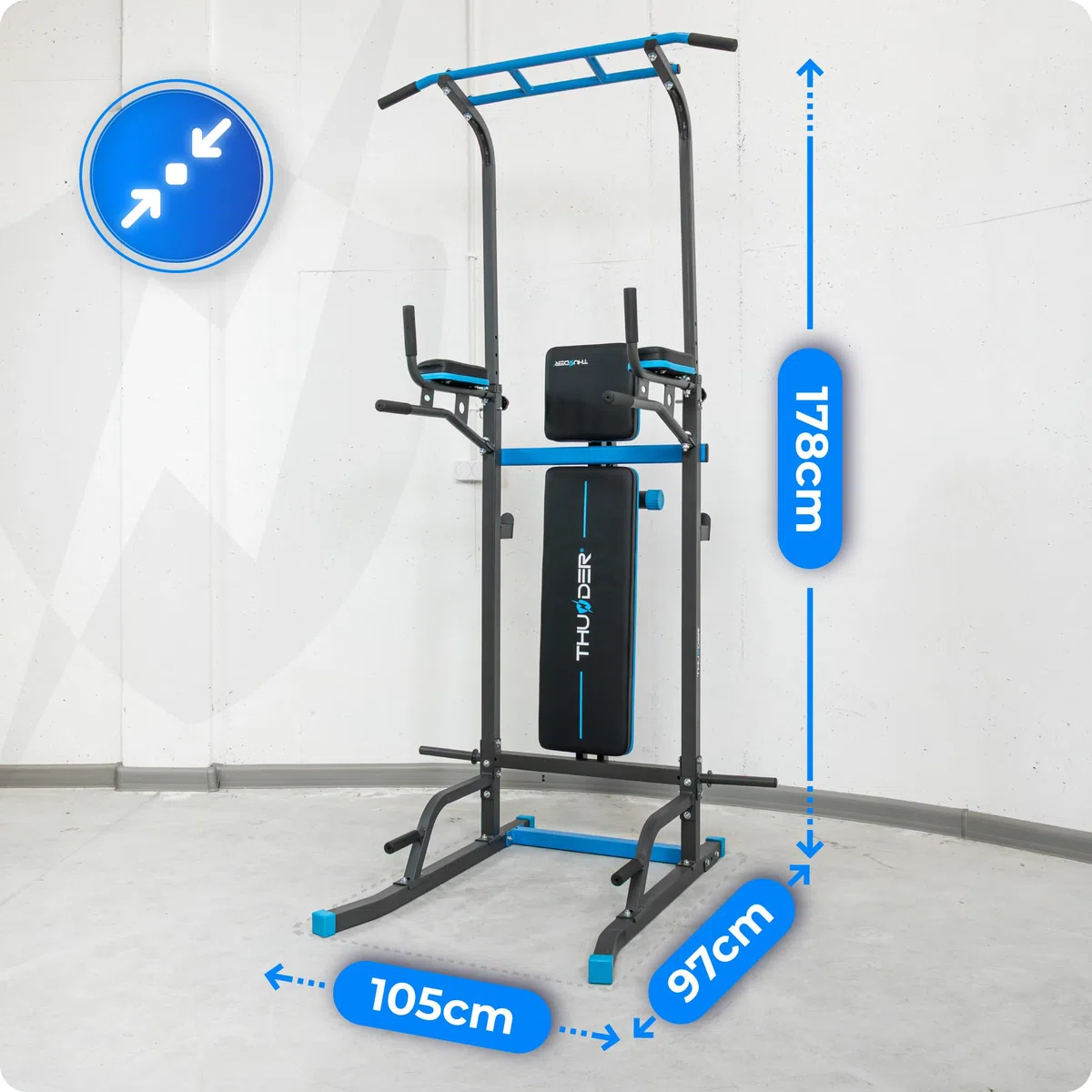 THUNDER Power Tower Dip Station - Stazione per trazioni, attrezzo per fitness a casa