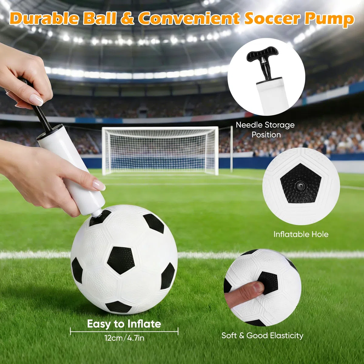 Set di 2 porte da calcio per bambini - Porte da calcio con pratica borsa per il trasporto, giochi all'aperto per bambini con pallone da calcio, pompa ad aria, 8 picchetti di ancoraggio