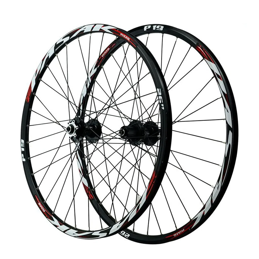 TUJISEK MTB Ruote per Bicicletta 26 27,5 29 Pollici Ruota per Mountain Bike Doppio Muro Cerchio in Lega Rilascio Rapido 7-12 velocità Cassetta Ruota Libera Freno A Disco 32H(Red 1,27.5in)
