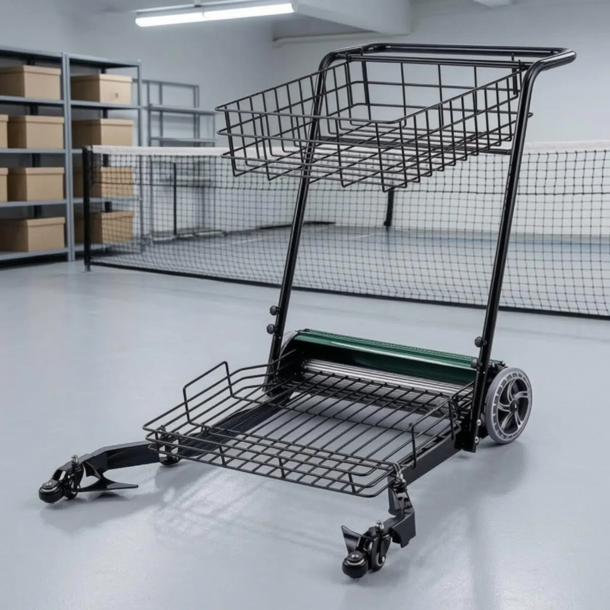 Tennis Ball Collector Carrello Raccoglipalline Tennis Carrello Tennis Cesto Tennis Contenitore Palline Grande Capacità con Sezione Superiore E, Verde