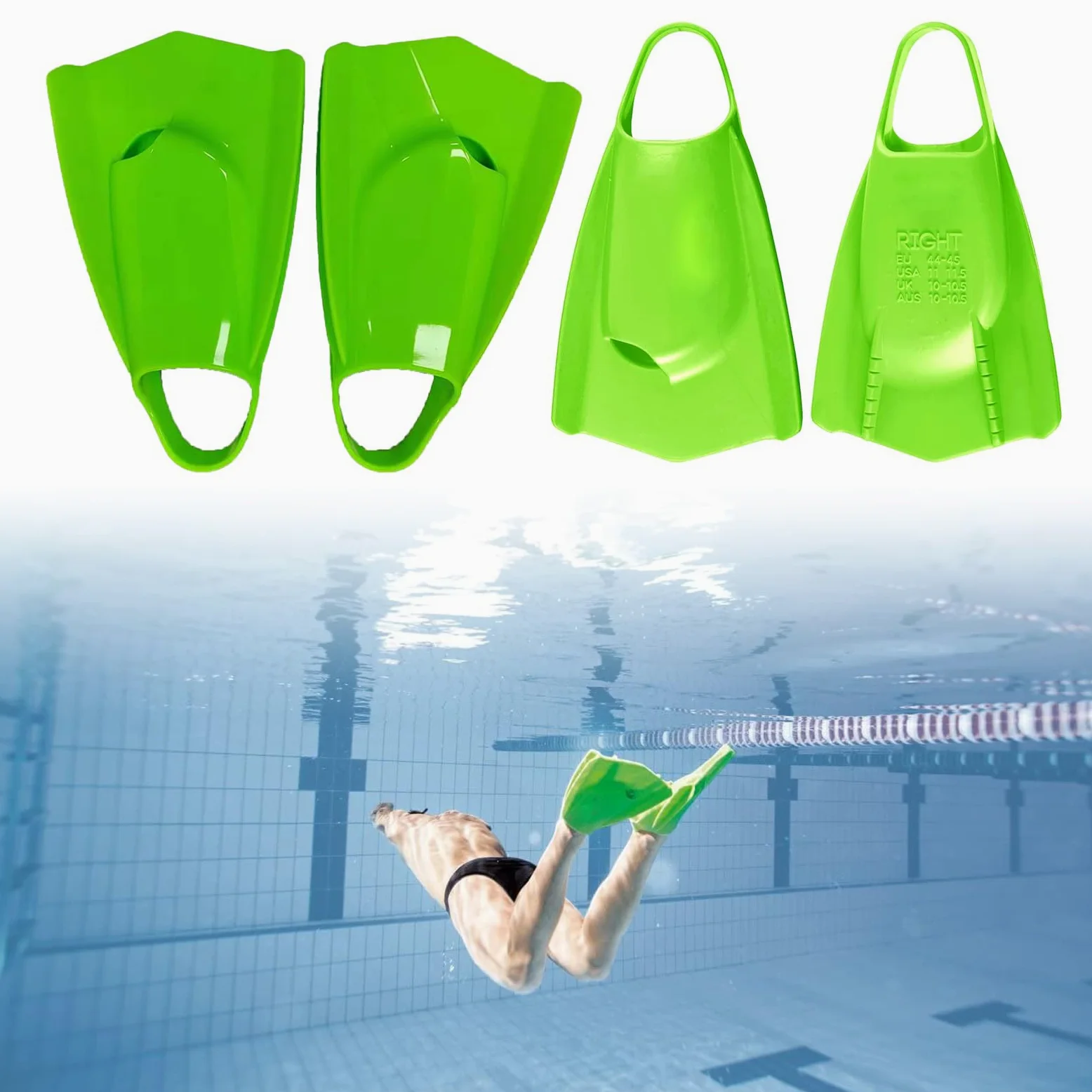 Pinne da nuoto in silicone, dimensioni da viaggio, pinne corte per snorkeling, comode, per allenamento di nuoto, piscina, dimensioni da viaggio