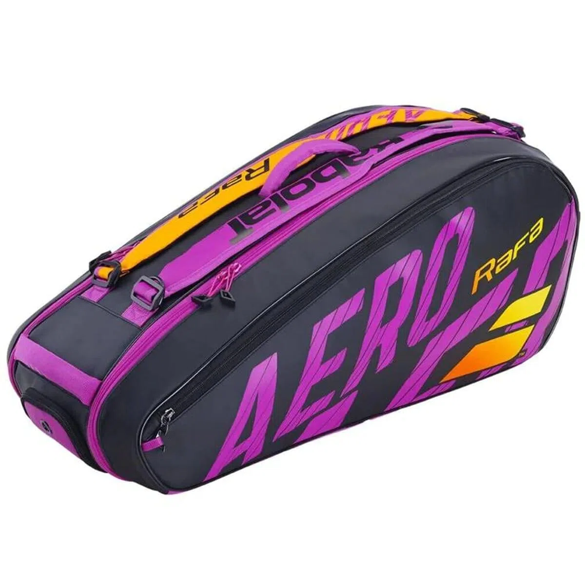 Babolat Pure Aero RAFA - Sacca da tennis, 6 pezzi, 48 litri, 8 scomparti, colore: Nero, Arancione, Viola