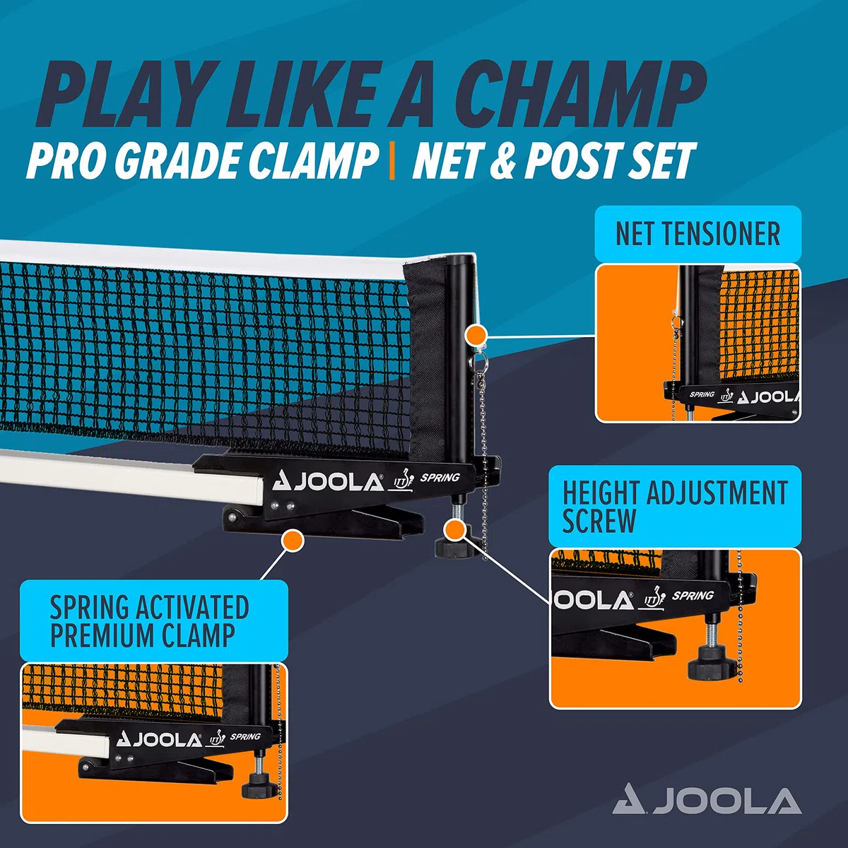 JOOLA Spring Net And Post Set, Rete da Ping Pong Unisex, Multicolore