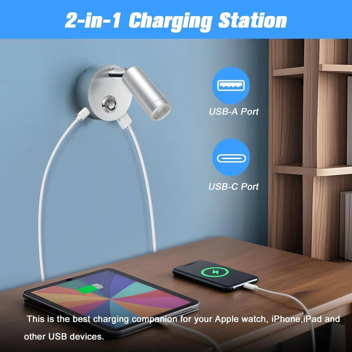 ERWEY 2 pezzi LED lampada da lettura 12V camper touch dimmerabile 3 modalità di temperatura di colore con funzione di ricarica USB A + C connettori, illuminazione interna per barca Van Yacht, argento