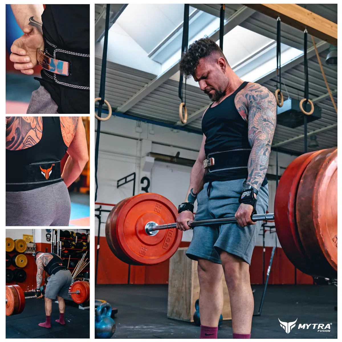 Mytra Fusion cintura palestra uomo & Donna cintura powerlifting, cintura sollevamento pesi 10MM di spessore e 4' di larghezza, 100% Vera Pelle cintura palestra, cintura bodybuilding
