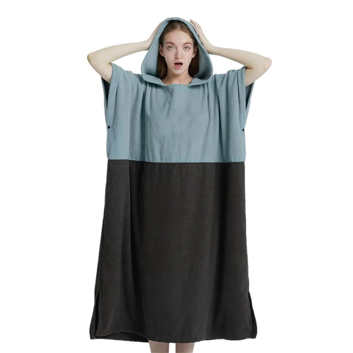Poncho da surf, asciugamano, poncho ad asciugatura rapida, con cappuccio, accappatoio spiaggia, bagno for adulti Poncho da Spiaggia(Light Blue)