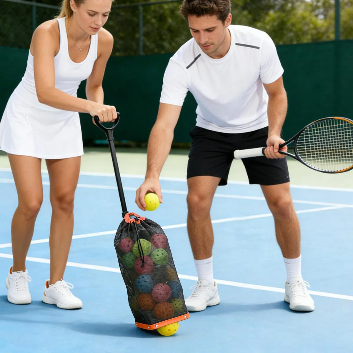 Cestino raccogli Palline, 60 cm, Strumento per recuperare Palline sottaceti, Leggero, Grande capacità, Pratico per Allenamento per Uomini, Donne, Ragazzi, Ragazze, Giovani, Ciclisti