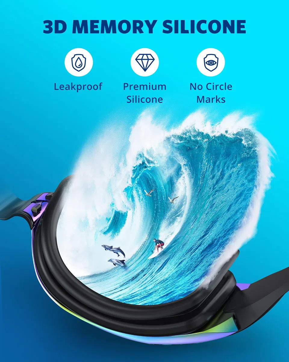 Aegend Occhialini da nuoto, sigillate all’acqua, anti appannaggio, protezione UVA, per io triathlon, con custodia di protezione, per adulti, uomo, donna, ragazzi, bambini
