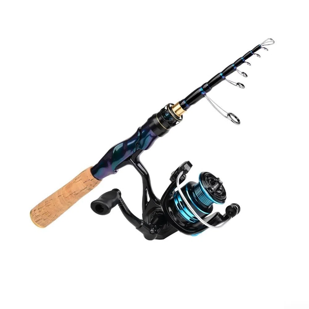 Canna da pesca telescopica e mulinello per Combo, Baitcasting o Lure Fishing Outfit con fibra di carbonio, attrezzatura da pesca per principianti in acqua salata per mare barca surf casting
