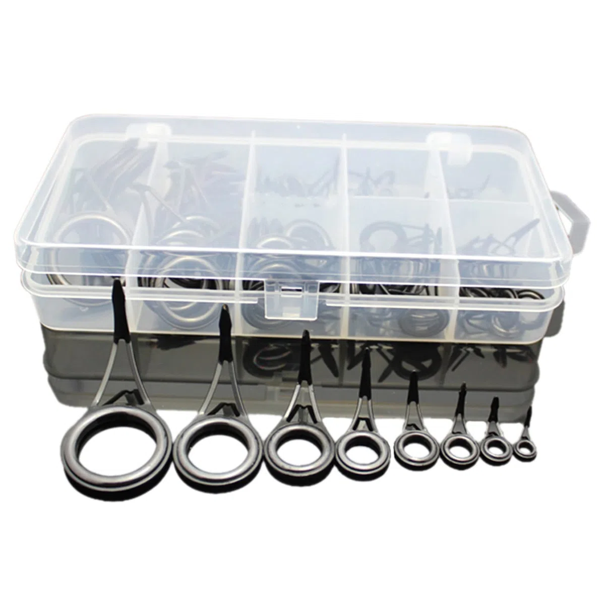 Docooler 75PCS varie misure canna da pesca guide punte linea di pesca spinning guide occhi anelli tip top kit di riparazione set