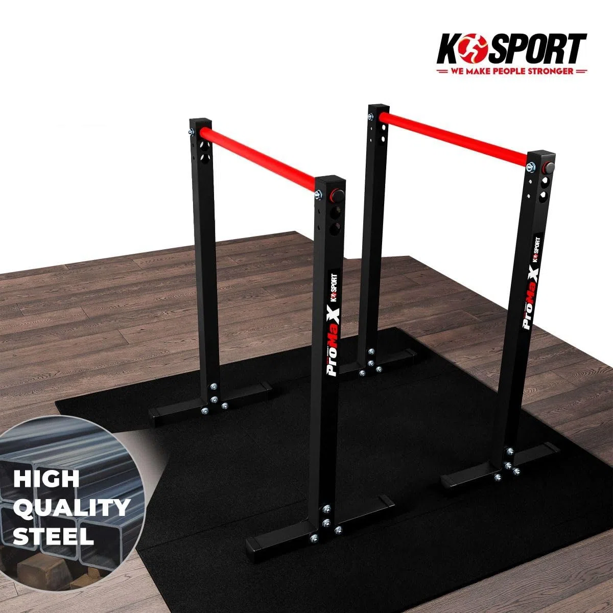 K-Sport: Dip Barren I Barra per supporto lingotto I Parallettes I Barra di immersione portata fino a 170 kg