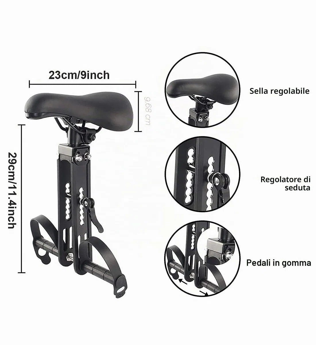 Bomoya Seggiolino per Bici da Mountain Bike, Rimovibile, per Bambini di 2 – 5 Anni, Compatibile con Tutti Gli Adulti MTB