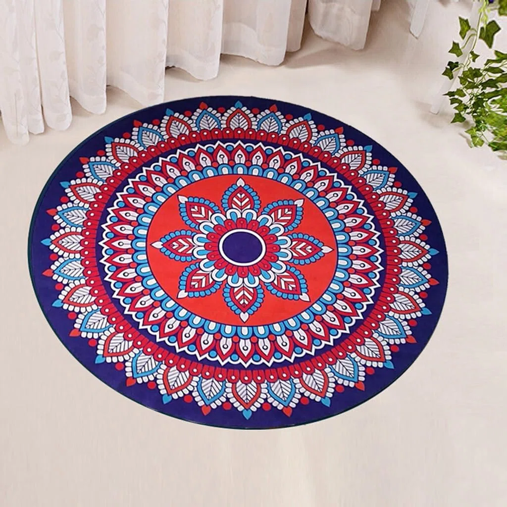 RajoNN Tappetino da Yoga Stampato Premium Tappetino da Meditazione Antiscivolo Mandala Tappetino da Meditazione Spesso 5 mm 55 * 55 Pollici per Pilates, Sport all'Aria Aperta