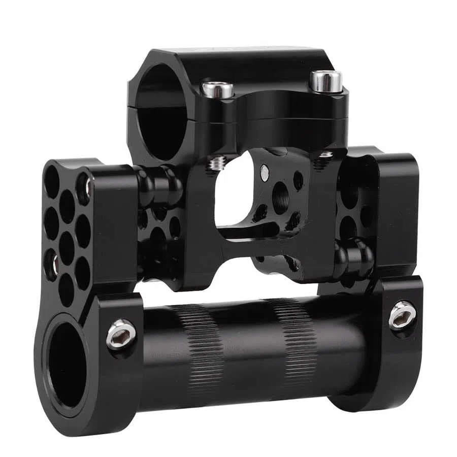 Attacco Manubrio MTB Lega di Alluminio ad Alluminio ad Alta Resistenza in Bicicletta CNC 25. Doppio Gambo della Bici Pieghevole Regolabile da 4 mm Attacco Manubrio