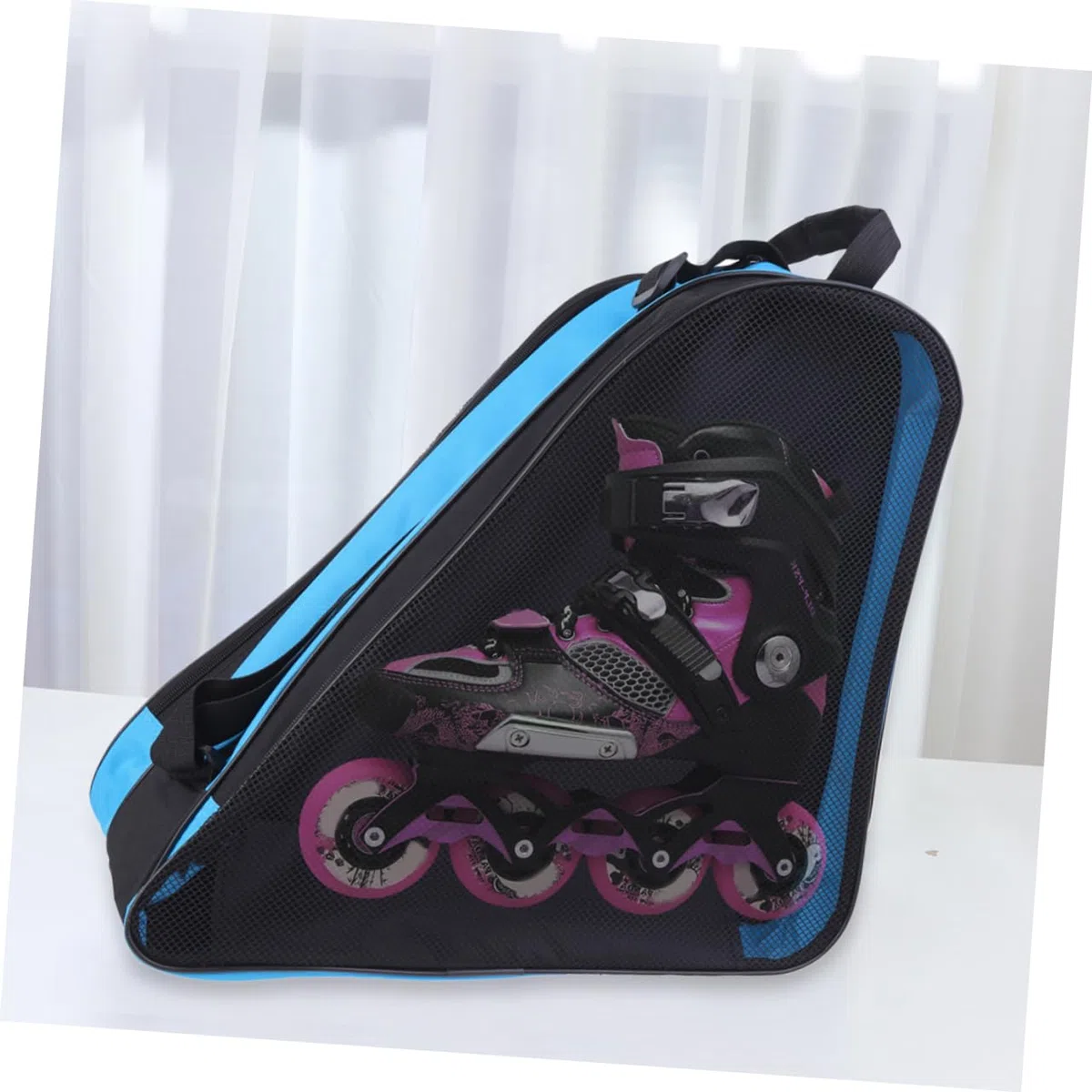 ibasenice Borsa per lo skate borse per pattini scarpe da pattini a rotelle pattinare pattini da ghiaccio borsa per scarpe da skate portarulli Panno Oxford Blue