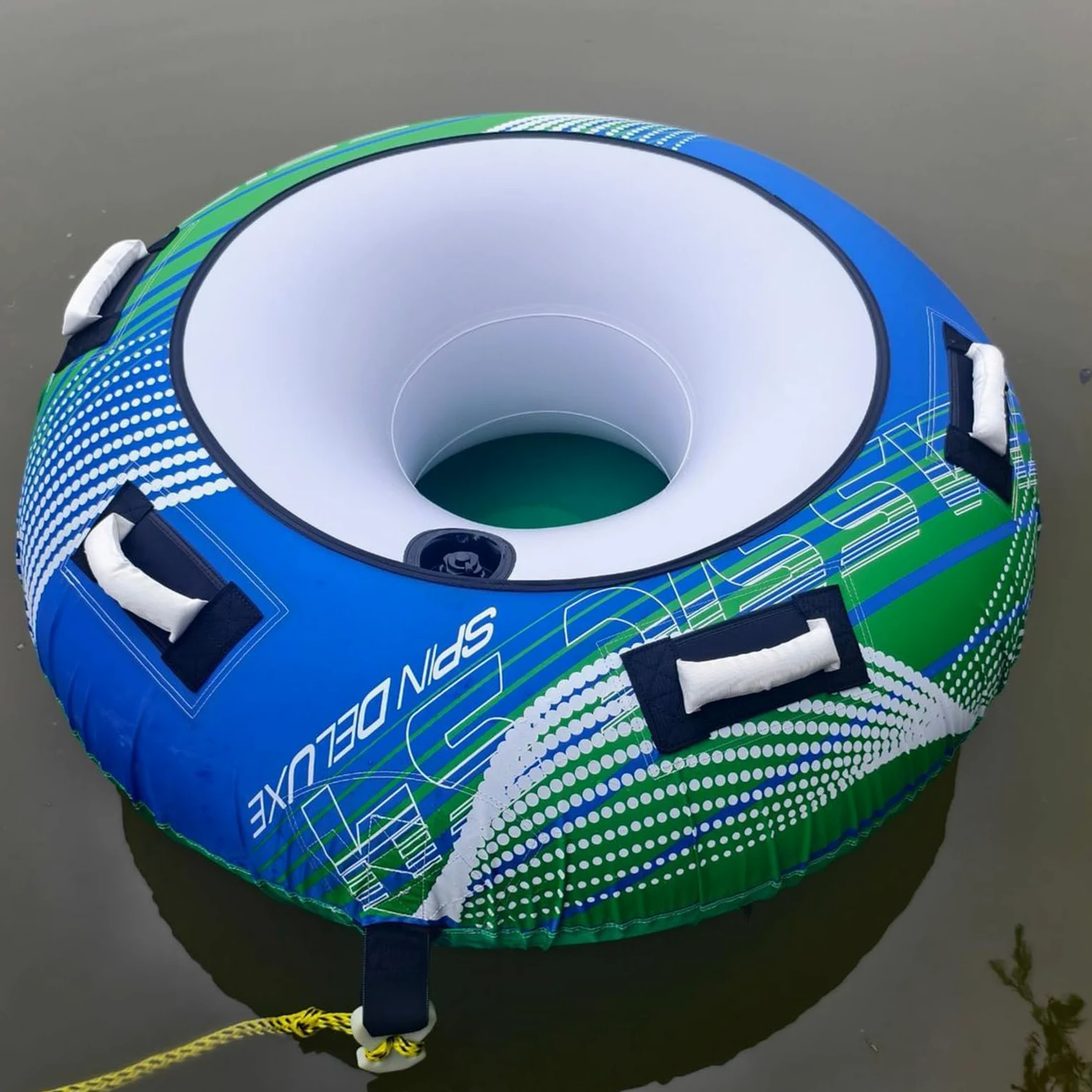 Trainabile Triangolare Per 2 Persone - Ciambella Gonfiabile Da Barca Con Copertura In Tessuto Rinforzato | Attrezzatura Per Sport Acquatici Resistente | Design Stabile Con 4 Maniglie Di Sicurezza