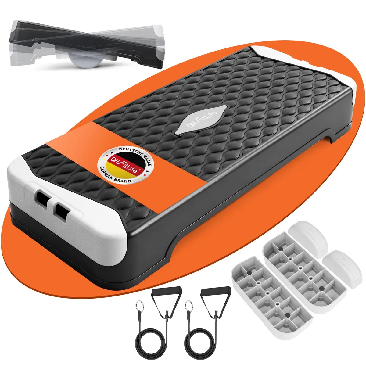 DH FitLife Stepper Fitness da Casa con Allenamento dell’Equilibrio | Pedana Step Regolabile 10/15 cm | Stepper Aerobico e Step Up Board | Piattaforma Step per Allenamento Fitness e Coordinazione