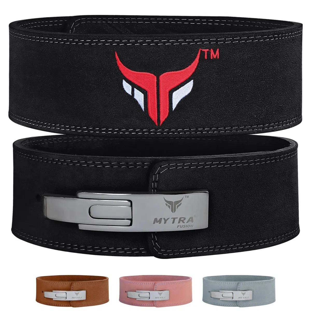 Mytra Fusion cintura palestra uomo & Donna cintura powerlifting, cintura sollevamento pesi 10MM di spessore e 4' di larghezza, 100% Vera Pelle cintura palestra, cintura bodybuilding