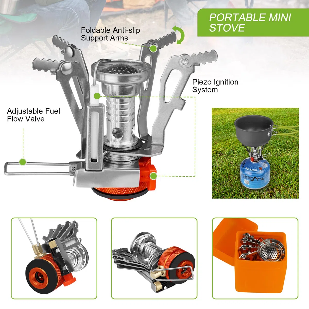 AUTOPkio Set di Pentole da Campeggio, 18 PCS Pentola e Padella Campeggio | Alluminio Fornello da Campeggio, Tazza, Posate Pieghevoli Stoviglie Campeggio per Picnic Trekking Escursionismo