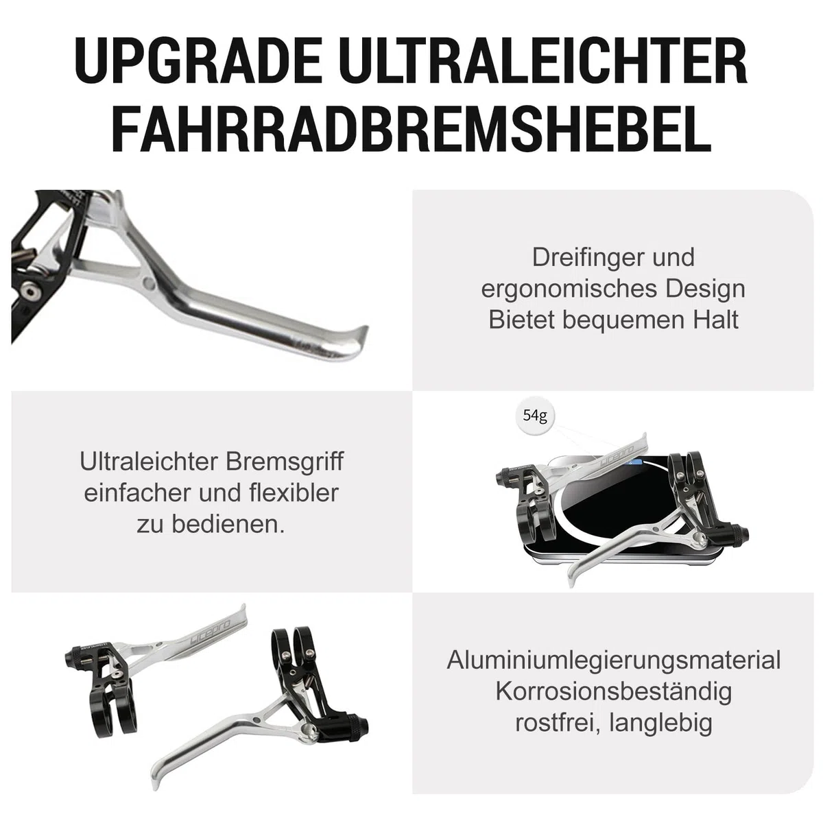 1 paio di leve del freno per bicicletta, ultraleggere, CNC, per BMX, bici da corsa, per MTB, mountain bike, bici da corsa, manubrio del freno (argento)