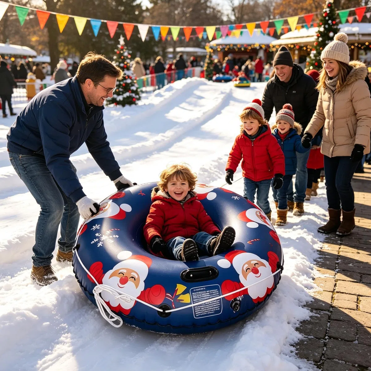Tubo Gonfiabile da Neve Slitte Gonfiabili Da Snowboard Con Maniglie | Slittino Invernale per Famiglie All'Aperto Sport Spiaggia Giardini Pattinaggio Sci Outdoor Sabbia Natale Attività Avventura