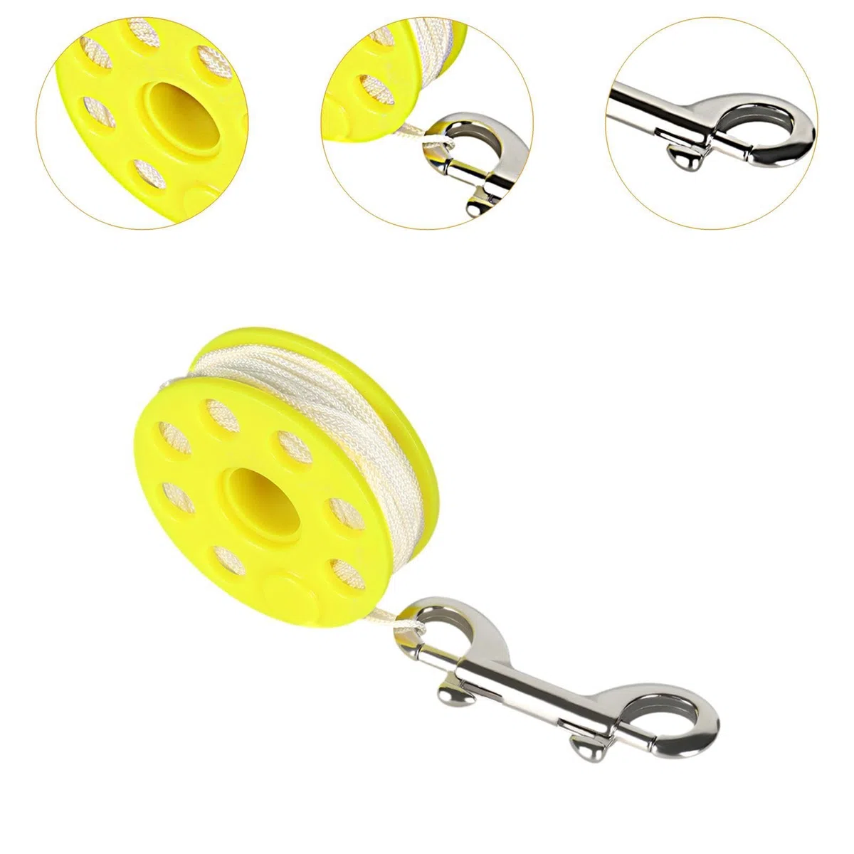 TISHITA Mulinello da Immersione, Bobina da Immersione, Bobina a Dito, con Doppio Moschettone, Realizzato in Nylon, Linea Intrecciata Resistente