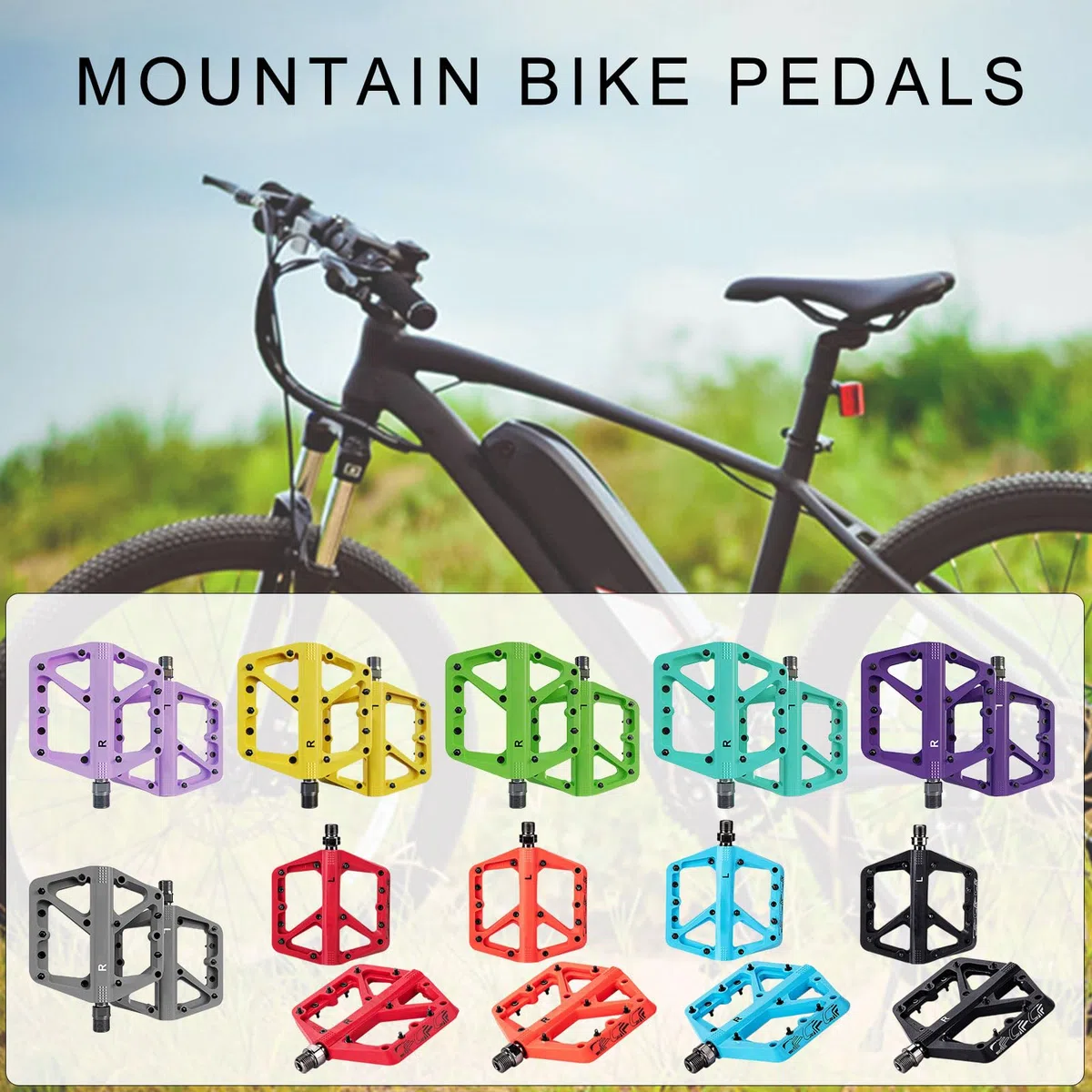 Generisch Pedali per mountain bike, con ampia piattaforma antiscivolo, in nylon, con cuscinetti sigillati da 9/16", adatti per ciclismo da strada ergonomici