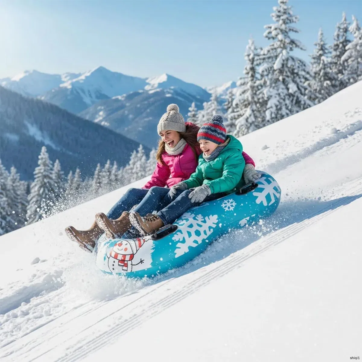 Tubi da Neve ad Alta Resistenza Slittino per 2 Persone con Maniglia | Tubi da Neve Antigelo Adatto a Bambini Ragazzi Ragazze Adolescenti Adulti e Famiglia per Vacanze Invernali e Libero