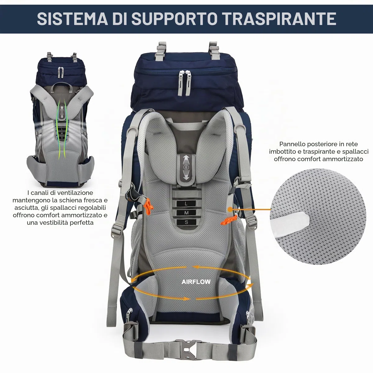 MOUNTAINTOP 70L Zaino da Trekking Donna e Uomo Zaino da Campeggio Impermeabile Zaino Escursione Unisex con Copertura di Pioggia per Viaggio, Hiking, Montagna, Alpinismo