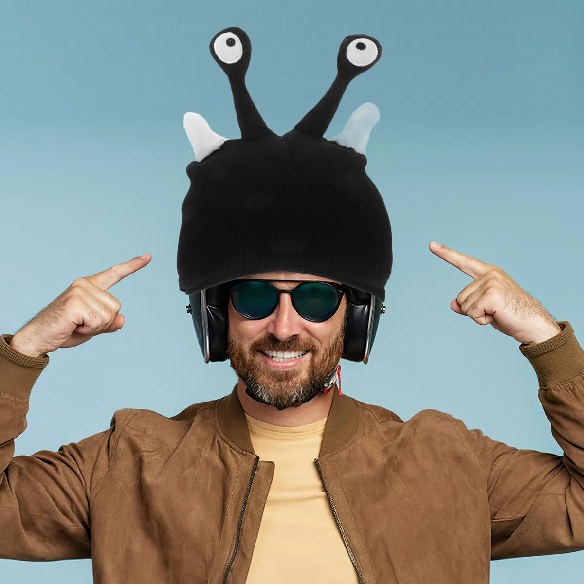 ORFOFE 2 Pezzi Copricasco per Sport Invernali in Maglia con Antenne, Copertura per Casco da Sci e Bici, Protezione Invernale Antivento e Compatibile, Accessorio Divertente per Piste da