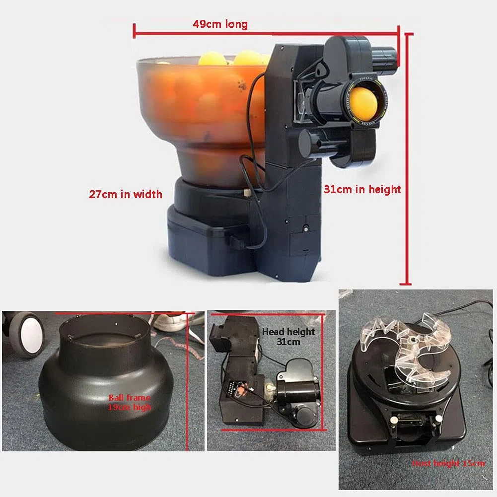 Ping-Pong Robot Giri Automatico Ping-Pong Ball Machine, Robot Automatico da Ping Pong Ping Pong Robot per Allenamento Robot da Tavolo da Ping Pong, 49x27x31cm