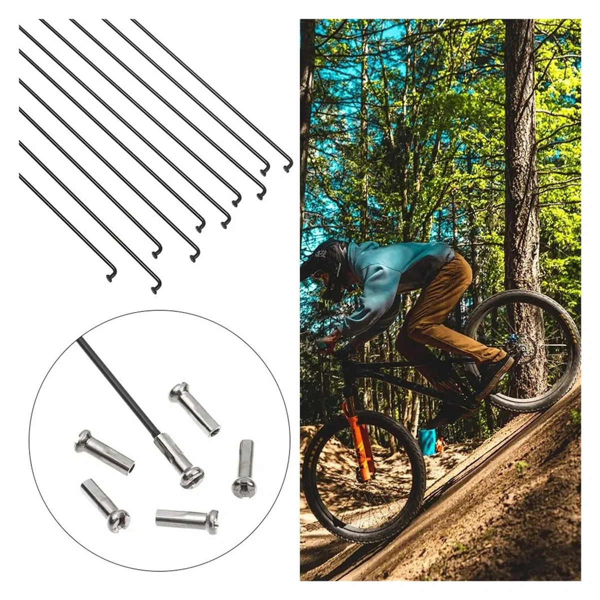 10 pezzi 14G per raggi di bicicletta con nippli in acciaio inox ad alta resistenza per mountain bike bici da strada all'aperto sostituzione 273-305 mm (274 mm)