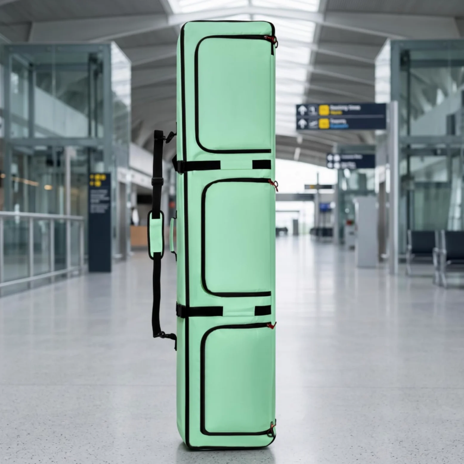 Portasci Borsa Attrezzatura Snowboard Porta Accessori con Tre Scomparti Esterni E Spallacci Costruzione Imbottita a Morbido in 600D Oxford E