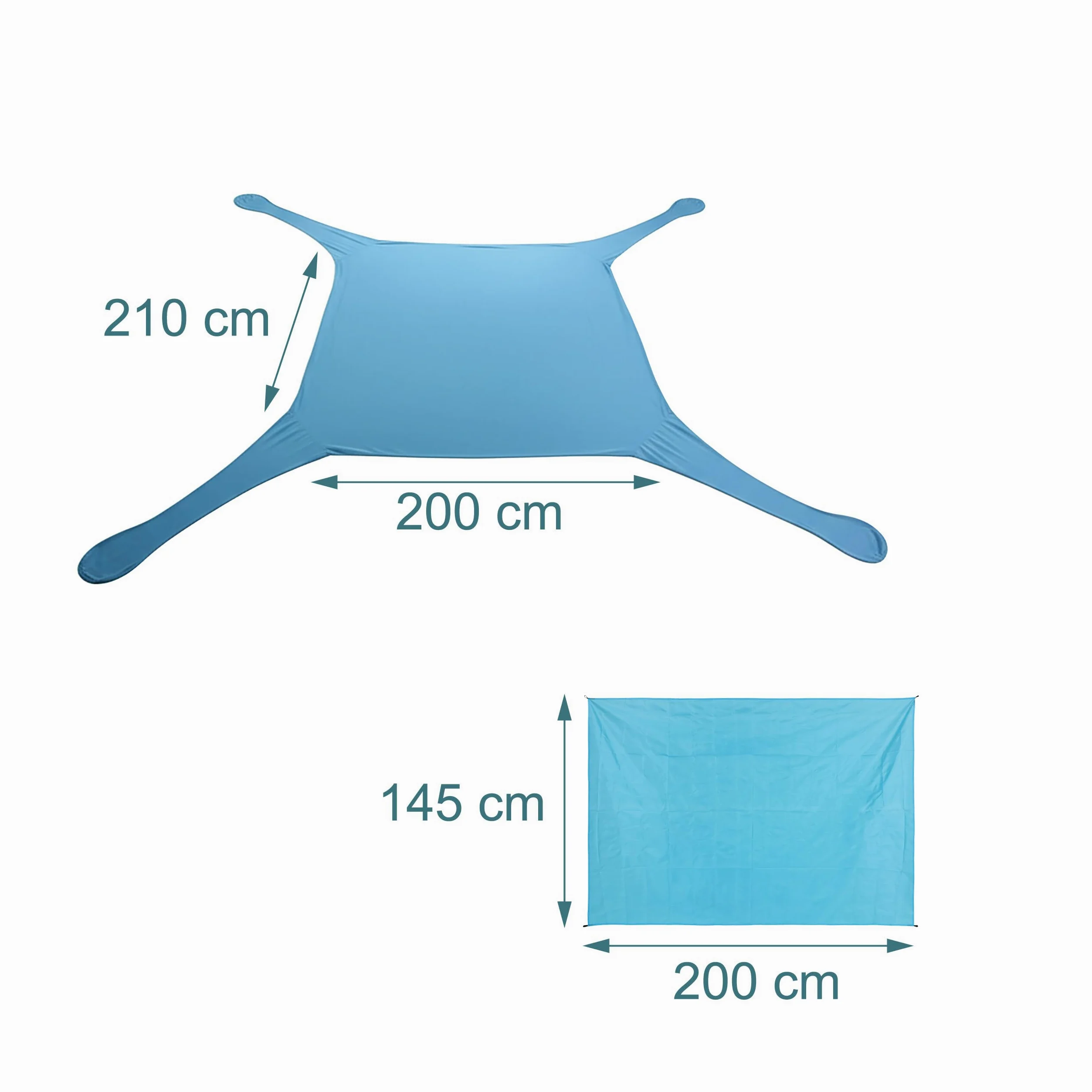 Relaxdays Tenda da Spiaggia con Protezione UV 50+, per 2-4 Persone, 200 x 210 cm, Sacca, Blu