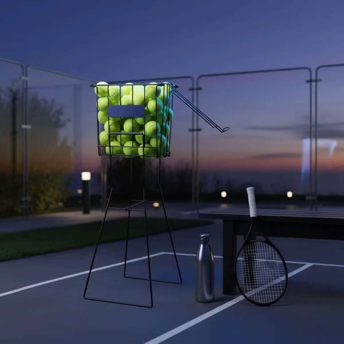 Carrello da Tennis Raccoglipalline Carrello Raccolta Cestino Portapalline Organizer in Rete di Design Portatile E Raccolta Rapida Capacità 72 Palline