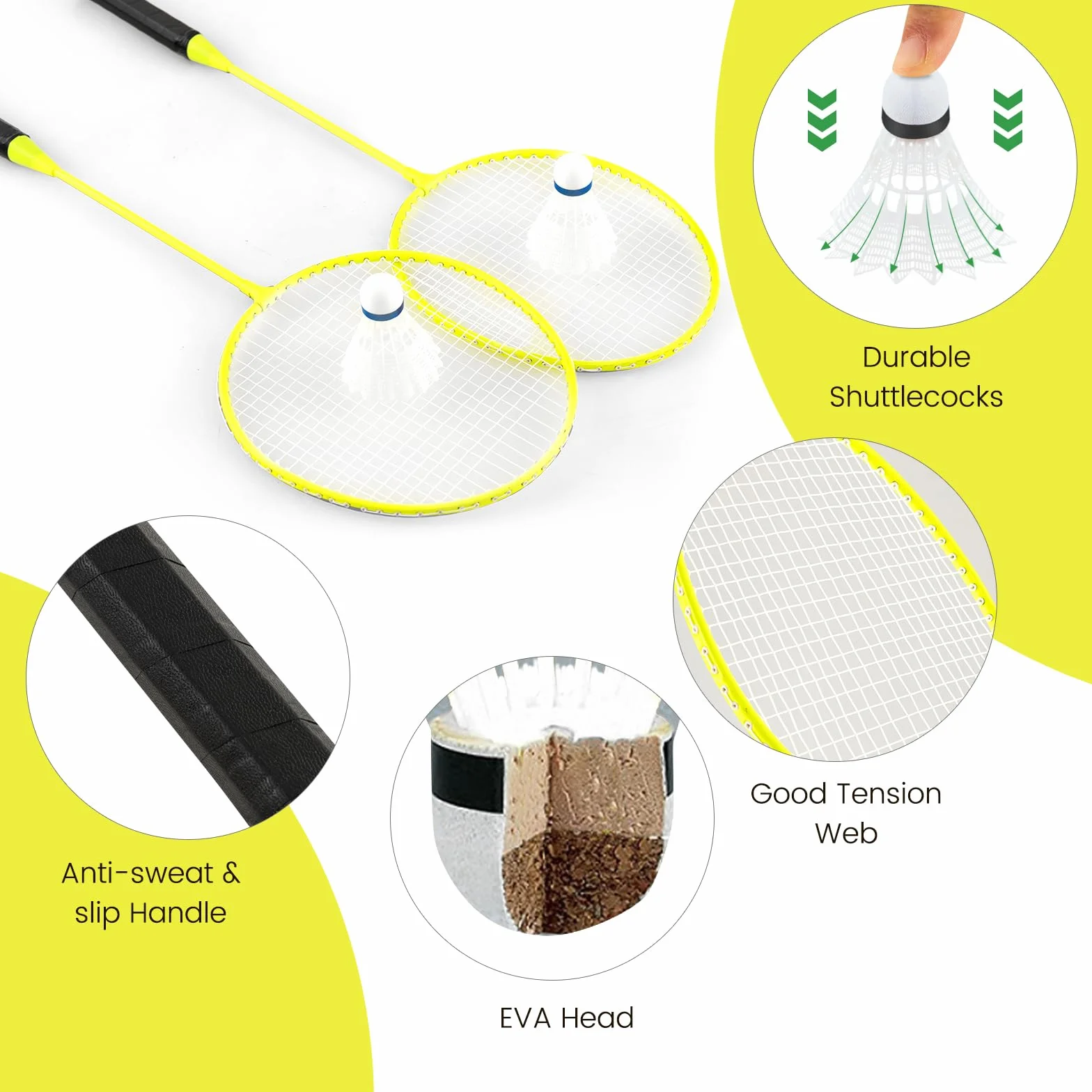 LIFEZEAL Badminton, Set Completo di Badminton Portatile, con Supporto per Rete, Rete, 2 Racchette, 2 Palline, 2 Pali e Scatola, Giochi Sportivi all' Esterno e all' Interno