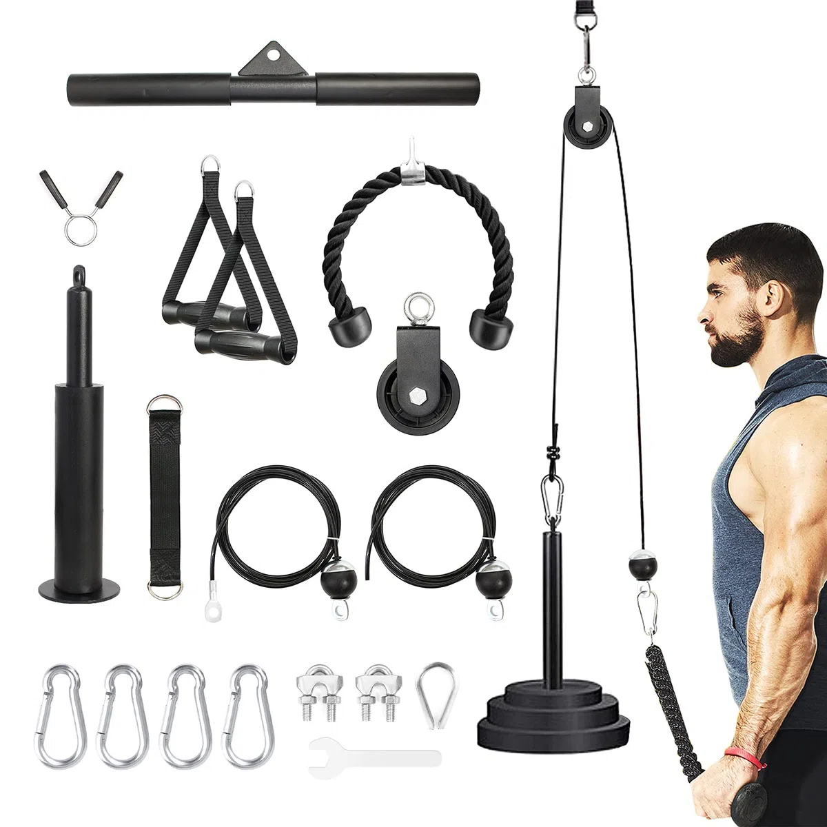 Leogreen Sistema di Pulegge LAT Machine Pulley, Rullo da Polso, LAT Pulley System (180cm & 230cm), ​per allenare la Forza del Polso, per allenare la Forza del Braccio, Esercizi per pulldown