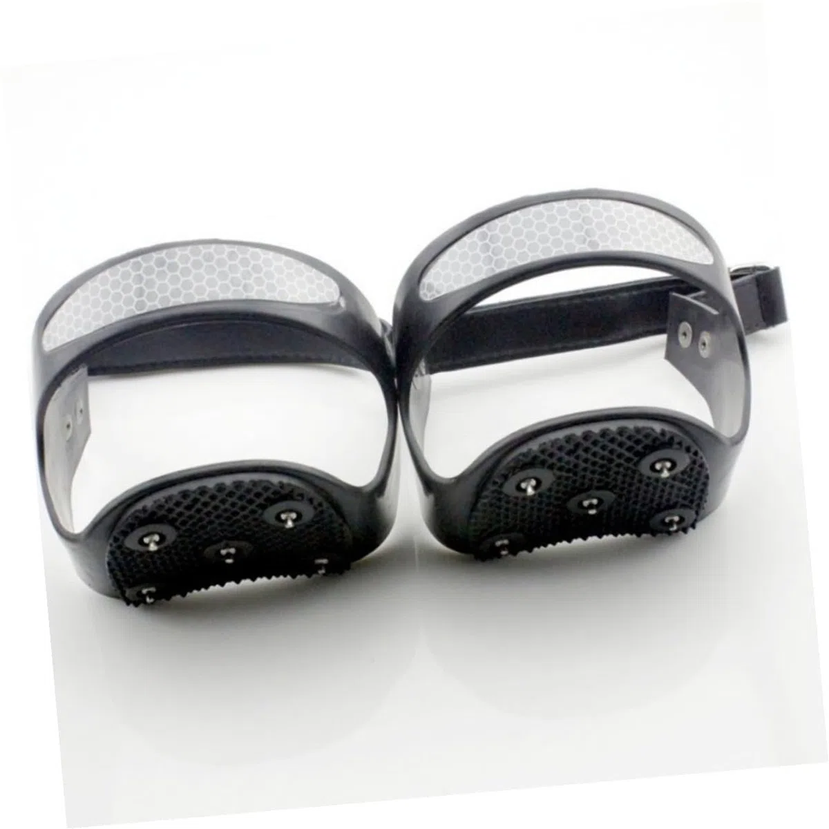 Ramponi da Ghiaccio in Silicone con Denti per Scarpe Donna Tacchetti Antiscivolo Leggeri e Resistenti con Fascia Riflettente per Corsa Arrampicata e Trekking Sicuro su Superficie