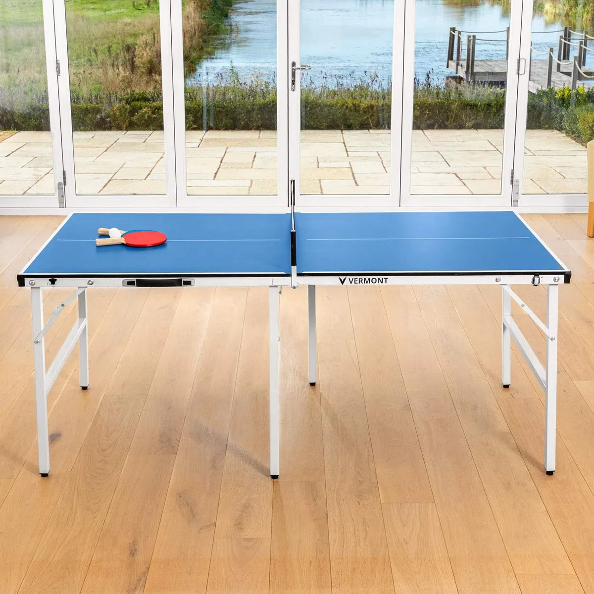 Vermont Mini Tavolo Da Tennis Pieghevole Per Spazi Interni Ed Esterni - Racchette E Palline Incluse - Professionale 1,8m