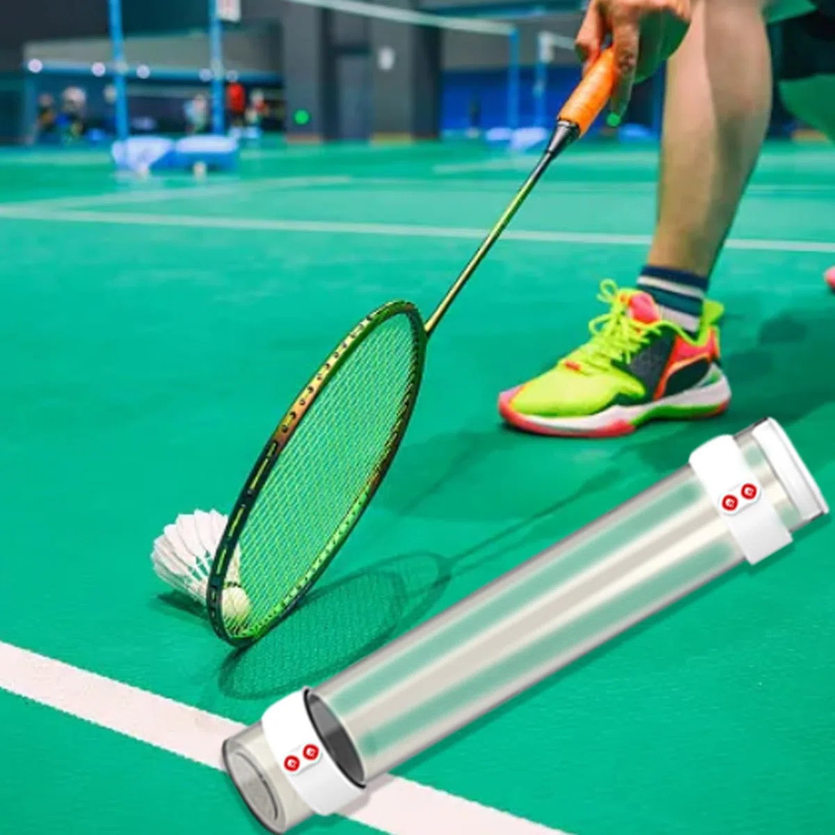 Tubo di stoccaggio Shuttlecocks - Supporto Magnetico a Sfera Badminton | Contenitore di stoccaggio della navetta durevole con coperchio istantaneo, tubo di organizzatore automatico per coppia