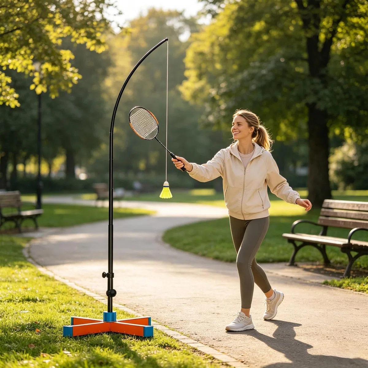 Allenatore Di Badminton A Rimbalzo Automatico Rimbalzo Automatico Con | Supporto Per L'Auto-Allenamento Al Badminton Per Uomini Donne Adulti Adolescenti Bambini Interno Esterno