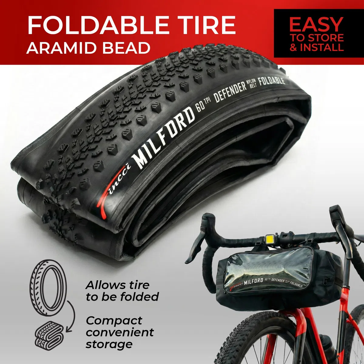 Fincci Kit 2 Copertoni Gravel 700x40c (42-622) – Pneumatici Pieghevoli per Bici Ibrida, Adventure e Touring – Protezione Antiforatura 1mm, 60 TPI – Ideali per Sterrato, Asfalto e Bici Elettrica
