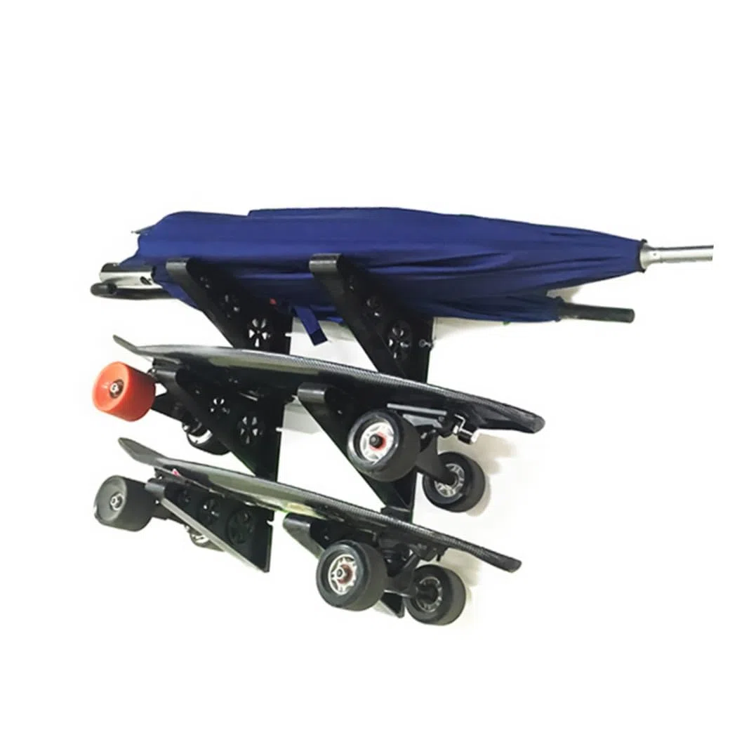 WOONEKY Portasci da Parete Muro per Snowboard e Skateboard, Nero | Supporto Multi Parete in Pp, Installazione Semplice, Uso Casa e Showroom, Stabile, Elegante e Professionale