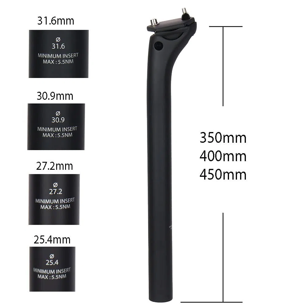 Reggisella Reggisella MTB Carbon Offset 20mm 25.4 27.2 30.9 31.6mm Reggisella Mountain/Road Bike 350-450mm Leggero 150g Canotto Sella Ammortizzato(27.2x350mm)